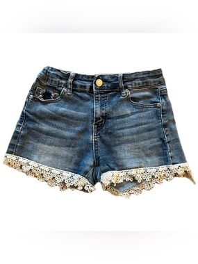Blue Denim Lace-Trim Girl’s Shorts - Girl’s size 12